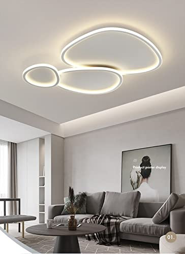 Gorssen Deckenlampe LED Deckenleuchte dimmbar mit Fernbedienung 75W Weiße Wohnzimmerlampe aus Aluminium Modern-Design für Schlafzimmer Esszimmer Wohnzimmer Arbeitszimmer Flur Büro