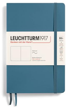 LEUCHTTURM1917 365642 Notizbuch Paperback (B6+), Softcover, 123 nummerierte Seiten, Stone Blue, Blanko