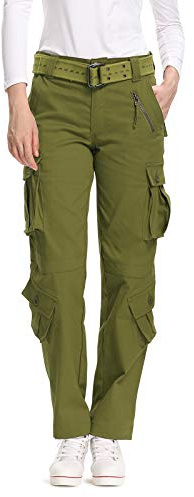 Tianerhay Combat Cargohose für Damen, Baumwolle, lässig, Camouflage, Armee, Militär, taktische Arbeitshose mit Taschen, armee-grün, 38