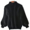 Cashmere Loose Solid Color Knit Sweater, Women's Casual Cable Knit Jumper Long Sleeve Crewneck Solid Color Chunky Pullover Sweater (One Size,Black)