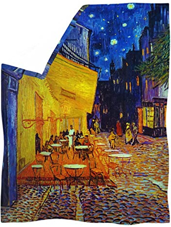 Kuiaobaty Vintage Painting Throw Blanket Bedspreads Twin Size, Van Gogh Art Throws Over for Sofas Fluffy Soft Warm Blanket for Bed