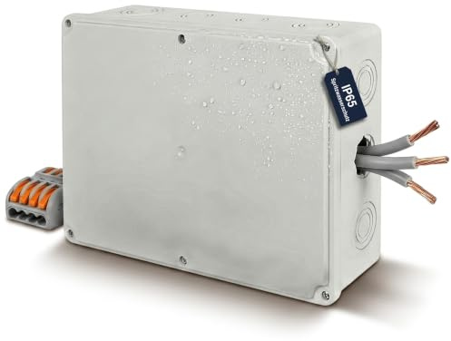 ADELID Abzweigkasten Aufputz IP65 280x210x74mm | Abzweigdose Spritzwasser- & Staubschutz IK10 | Feuchtraum Außen Keller | Verteilerdose Hellgrau RAL7035