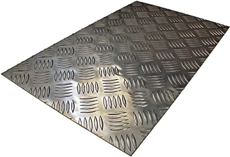 Aluminium 5 Bar Checker Plate | 250 x 500mm (25 x 50cm) Aluminum Metal Chequer Plate Sheet Plate Kick Plate (2mm 250 x 500mm Panel x 1 Pack)