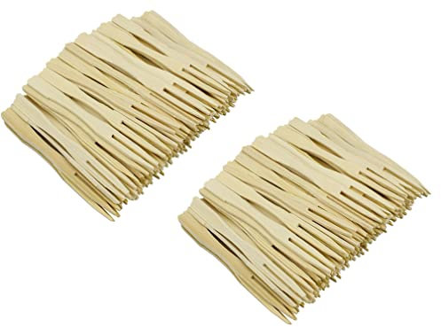 200 pezzi forchette in legno per aperitivo bamboo bambù usa e getta per feste buffet (200 pezzi)