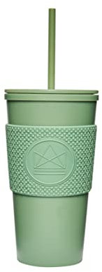 Neon Kactus Travel Coffee Mug | Double-Walled, Reusable Coffee Cup with Leakproof Lid & Straw Lid | Insulated Coffee Tumbler with Straw for Hot & Cold Drinks | Travel Mug | Happy Camper, 16oz