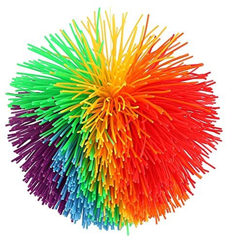 Honiwu Bunte Silikon Ball, 11cm Regenbogen Pom, Flauschiger Jugging Ball, Rainbow Sensory Ball, Regenbogen Bunt Pom Ball, Sensory Fidget Stringy Balls Bouncy Stress Balls Für Erwachsene