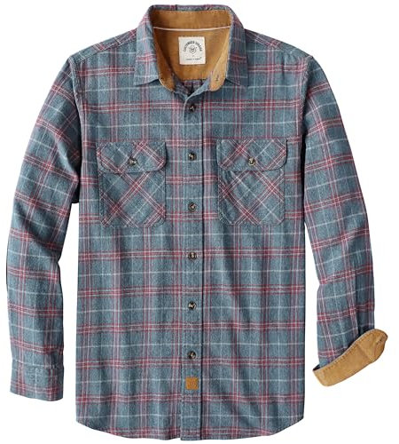 Dubinik® Chemise Flanelle Longues Chemise a Carreaux Homme 100% Coton Confort Casual Chemise Bûcheron avec Poches