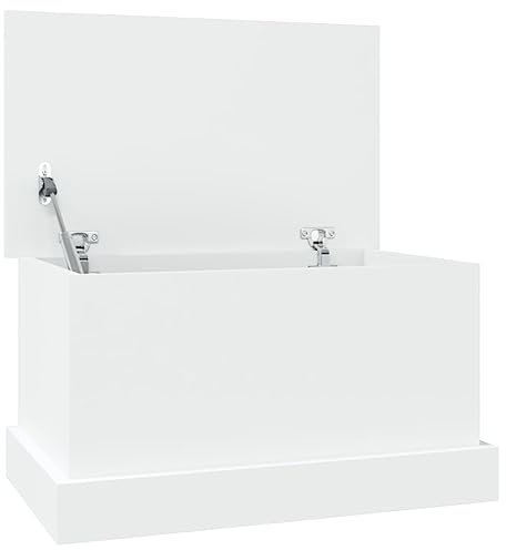 vidaXL White Engineered Wood Storage Box - Versatile Home Storage Solution and Accent Furniture Piece; Ideal for Living Room and Bedroom