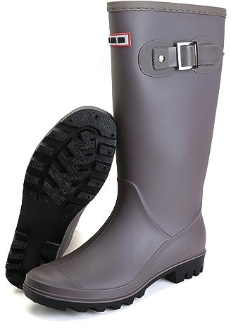 Stivali Gomma Donna, Resistenti all'Usura Comode Leggere Stivali Pioggia, da Pioggia da Antiscivolo Stivaletti, Grigio, 39 EU