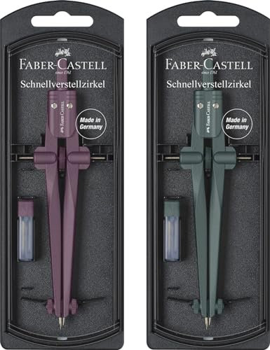 Faber-Castell Schnellverstellzirkel Stream, Sortiert robuste Zahnradführung, sehr Gute Gängigkeit Der Schenkel, 5 Stück (174553) Marke