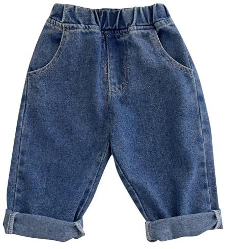 Baby Boys Pull-on Jeans Trousers Toddler Cotton Elastic Waist Denim Pants Super Soft and Comfy Carrot Tapered Style