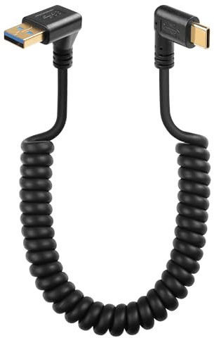 SinLoon 90 Grad USB Typ C Federkabel 5 Gbit/s einziehbares USB 3.0 auf USB C Ladekabel und Datenübertragung für Telefon, Tablet, andere USB-C-Geräte (oben)