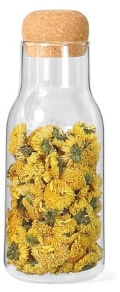 Yiwilebi Food Storage Containers with Airtight Round Cork Lid，Glass Bottles，Small Candy Jar, Coffee Beans Containers, Clear Apothecary Jars with lid (600ml/20.3oz)