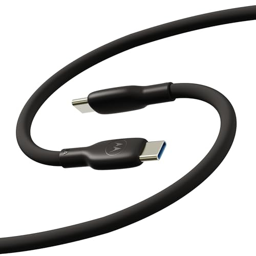 Motorola - Cable de Carga Rápida Original USB-C a USB-C 2m 5A 100W TurboPower – Silicona Ultra Resistente, Negro