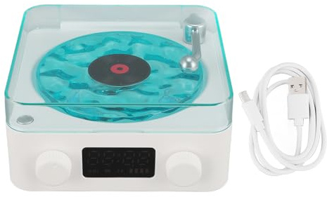 3 in 1 Retro Bluetooth Speaker, Record Player Style Bluetooth Speaker, Cute Vintage Record Player Style with Night Light and Time Display for Desk Bedroom Office Decor, Party