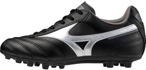 Mizuno Morelia II Club AG, Scarpe da Calcio Uomo Adatte per Erba Sintetica (Nero/Argento, Sistema Taglie Calzature EU, Adulto, Numero, Media, 43)