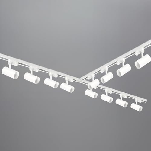 ekobi 3-Phasen-Schienenset NEXTRACK - Schienensystem mit 12x GU10 Lampe und 2x1m+2m Schiene, Verbinder T (Weiß, 2x1m+2m Schiene + Verbinder T)