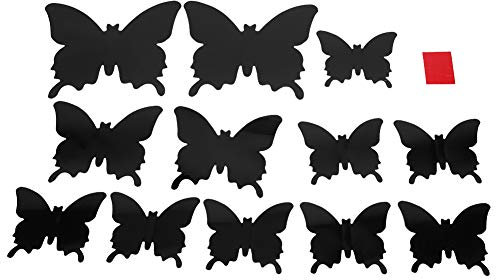 Kuuleyn Wandaufkleber, stereoskopischer Wandaufkleber, PVC-Wandaufkleber, 24 Stück, stereoskopischer schwarzer Wandaufkleber, Wohnzimmer-Ornament-Wandaufkleber
