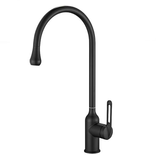 Vetrineinrete® Rubinetto da cucina ultra moderno a canna alta miscelatore monocomando per lavandino (Nero)