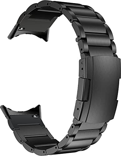 MaKTech Cinturino in Titanio per Google Watch,Cinturino in Metallo Include Adattatore con Fibbia Tartaruga per Google Pixel Watch 3 45mm [2024] (Nero)