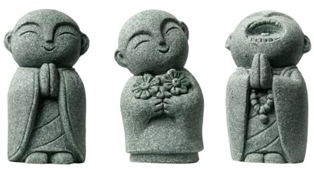 WJUHYGTF Japanische Jizo Buddha Statue, Feng Shui Betender Mönch Figuren Für Den Innen Und Außenbereich Aquarium Garten Heimdekoration Teezubehör,C