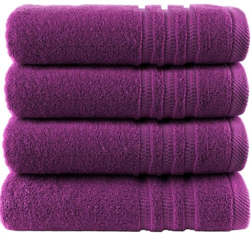 Wholesale Trade Dealz Pack of 2 & 4 Large Bath Sheet Towels 70 X 130 cm 100% Cotton Hotel Quality Bath Towels Soft Quick Drying & Highly Absorbent Big Bath Sheet 500GSM (2, Purple)