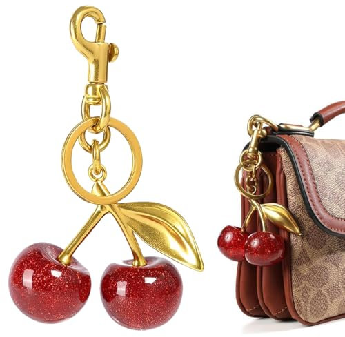 XOXVURI Taschen Anhänger Kirsch Bag Pendant, Cherry Bag Charm Metal Keyring With Key Rings And Clip Pockets Extension Chain For Women Purses, Bags, Handbags, Wallets, Backpacks