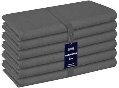 Cottoniva Stoffservietten - Set aus 6 Servietten, 100% Baumwolle, 43 x 43 cm, Weich, Waschbar und Wiederverwendbar - Perfekt für Dinnerpartys, Hochzeiten und den Alltag Servietten Dunkelgrau