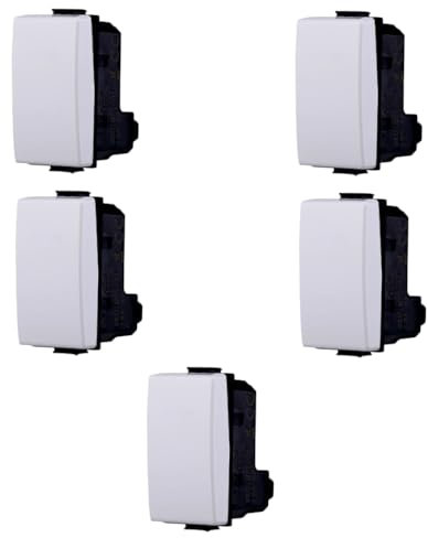 Moduli Bianchi, Compatibile Con Bticino Matix, interruttori, pulsanti, deviatori, dimmer, sensori, PIR, buzzer, Per Placche originali e compatibili (5x, interruttore)