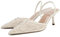 CRETUAO Women's Bow Slingback Stiletto Heels,Pointed Toe Mesh Embroidered Beads Kitten Heels,Bridal Party Wedding Pumps,1 White,3 UK