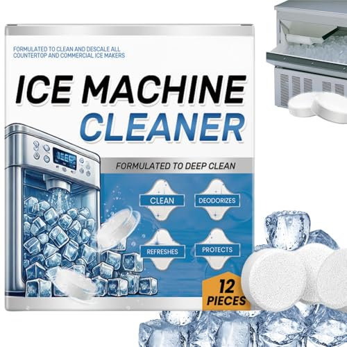 Ice Machine Cleaner Maker Descaler,Washing Tablets,12 Clean Tablets for Ice Makers,Descaling T/ablets,Ic/e Machine Cleaner,Mac/hine Cl/eaner Deep Clean,Removes Odor,Grime