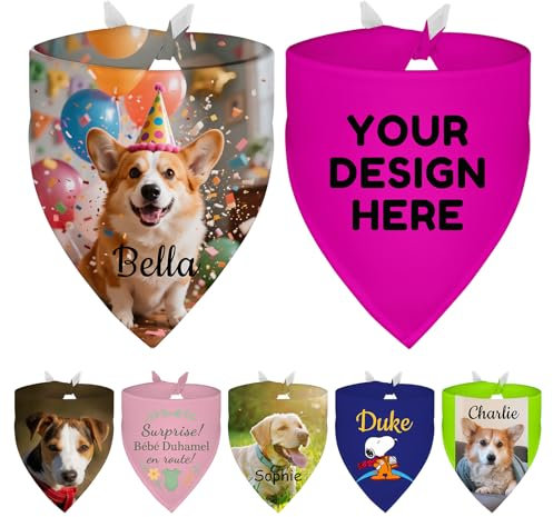 Hundehalstuch, personalisierbar, mit Bildname, personalisierbar, für Geburtstagsparty, Hundehalstuch, Hunde-Liebhaber, Geschenk, Größe S