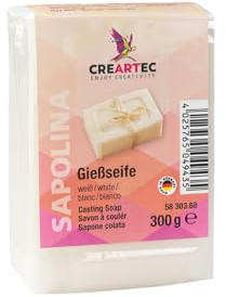 CREARTEC Gießseife - Seife selbst herstellen - Farbe: Reines weiß - Menge: 300g - cremiger Schaumbildung - Vegan - Made in Germany