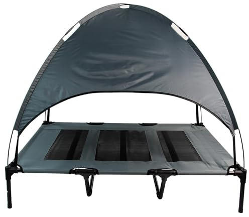 Actiaspet - Elevated Dog Bed with Canopy (Grey, X Large)