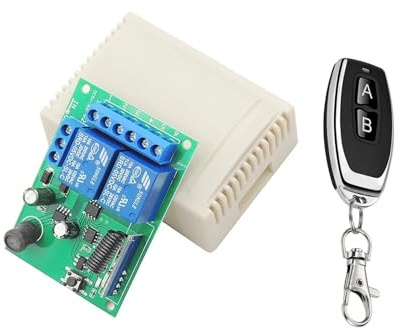 Apriporta Automatico, Interruttore di telecomando universale senza fili 433 MHz DC 6 V 12 V 24 V Ricevitore RF a 2 canali, telecomando da 50 m, for luce/cancello/motore/fai da te(1Receiver 1Remote)