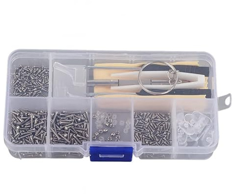 Yanmis Glasses Screws Repair Kit Portable Metal Frame Set for Eyeglasses Watches PhonesNose Support Bit Accessories for Home Outdoor Gadgets (500Pcs)