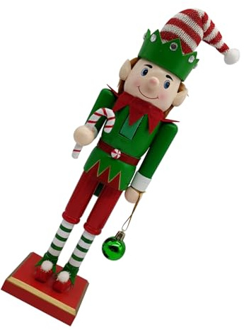 Alipis Wooden Christmas Nutcracker Elf Figurine Handheld and Snowball Vibrant Holiday Home Decor for Mantels Shelves and Tables Compact Festive Centerpiece with Handcrafted Details