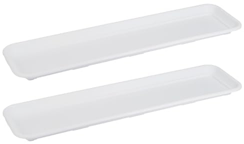 Tymar Sous-pot pour jardinière rectangulaire, sous-pot 100 cm, lot de 2, sous-pot pour jardinière, pot de fleurs et pot de culture_Natura (Blanc)