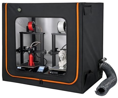 Large Resin 3D Printer Enclosure with Ventilation Kit & LED Light,Vented Enclosure Tent Cover,Dustproof & Noise Isolating,Odor Eliminating, Holds 2 Machines,Compatible with LCD UV Resin 3D Printers