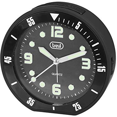Trevi SL 3091 R Quarz-Uhr mit Wecker und großem Zifferblatt mit Relief-Ziffern, Snooze/Light-Taste, elektronischer Klingelton, geräuscharmes Sweep-Uhrwerk, Schwarz