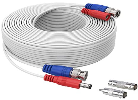 SANNCE 30M 100 Feet Video Power Security Camera Cable for CCTV Surveillance DVR System Installation-White