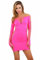 MISS NOIR B6043 Vestito Sexy da Donna Elastico Taglia Unica Maniche Lunghecon Abito Clubwear, Fucsia (B6043-FS), Taglia Unica