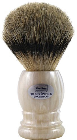 Hans Baier Exclusive Rasierpinsel Silberspitz Dachshaar - Griff Kunststoff Perlmuttoptik