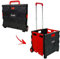 ASAB Foldable Plastic Book Trolley Cart Lightweight Teacher's Book Cart 2 Wheeled Book Trolley On Wheels Folding Storage Box with Aluminium Handle Shopping Trolley On Wheels (25KG, Black & Red)