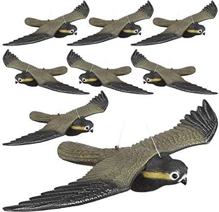 Relaxdays 8X Falchi Spaventapasseri, Volante, Allontana Piccioni, Riproduzione Realistica, a Grandezza Naturale, Multicolore