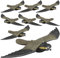 Relaxdays 8er Set Vogelschreck Falke, Fliegender Greifvogel als Vogelscheuche, Raubvogel Attrappe, Vogel lebensgroß, Mehrfarbig