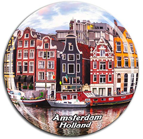 Weekino Jordaan Canal Amsterdam Niederlande Holland Kühlschrankmagnet 3D Kristallglas Tourist City Travel Souvenir Collection Geschenk Stark Kühlschrank Aufkleber