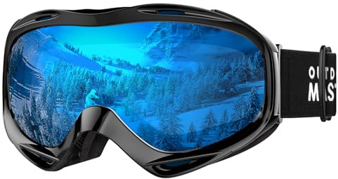 OutdoorMaster Unisex Skibrille OTG für Damen und Herren, Snowboard Brille Schneebrille 100% UV-Schutz skibrille für brillenträger, Anti-Nebel Snowboard Brille Ski Goggles für Jungen