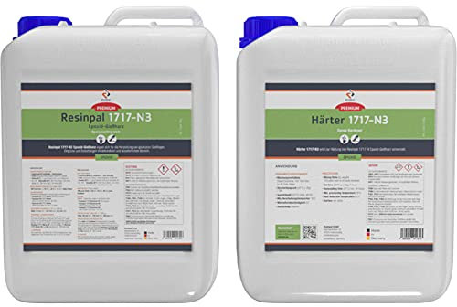 Gießharz glasklar | 5 kg Resinpal 1717-N3 + 2,25 kg Härter Set | Epoxidharz kristallklar | UV-Stabiles Giessharz | Resin zum Gießen | Dickschichtharz bis 20 cm und 15 kg | Für Anfänger & Profis |