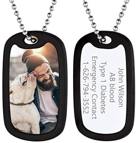 Richsteel personalisierter dog tag inkl. Foto Gravur Edelstahl Foto Anhänger für Frauen und Männer